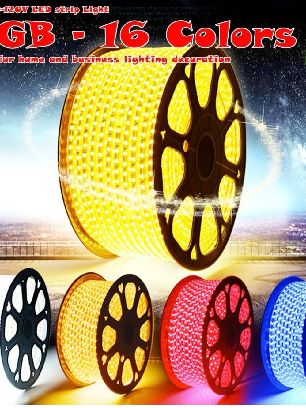 RGB LED Strip Lights - Yellow, Red, Blue Options